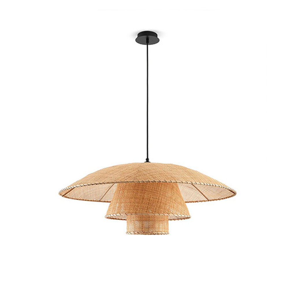 Japanese Rattan Chandelier Contemporary Bamboo Pendant Light