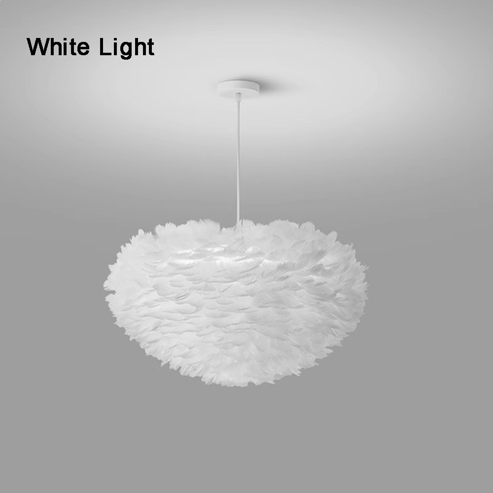 Nordic Dimmable Feather Chandelier Simple Bedroom Eye Protection Pendant Lighting