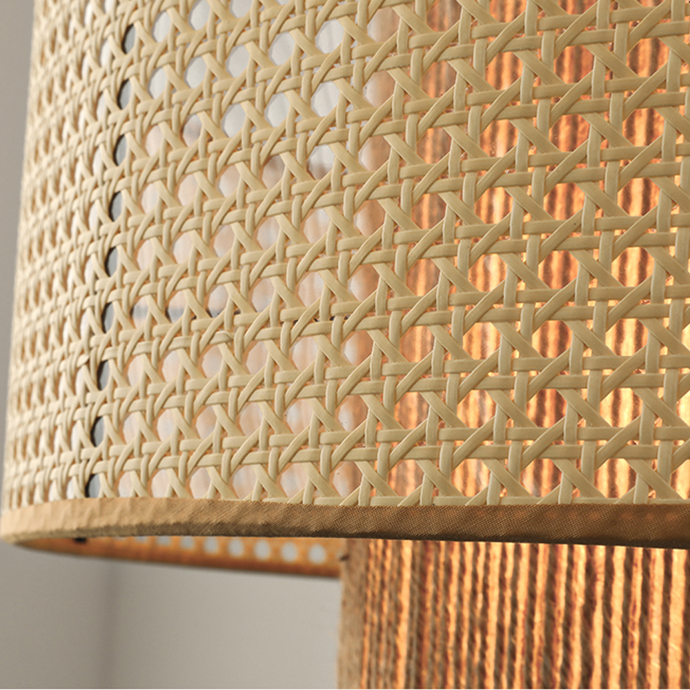 Commercial Restaurant Rattan Pendant Light Fixture Wabi-sabi Rope Woven Lantern Chandelier