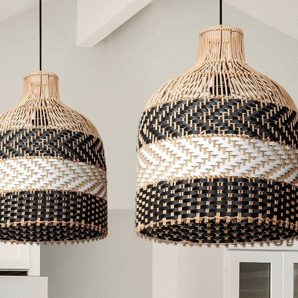 Basket Rattan Pendant Light Shade For Kitchen Island