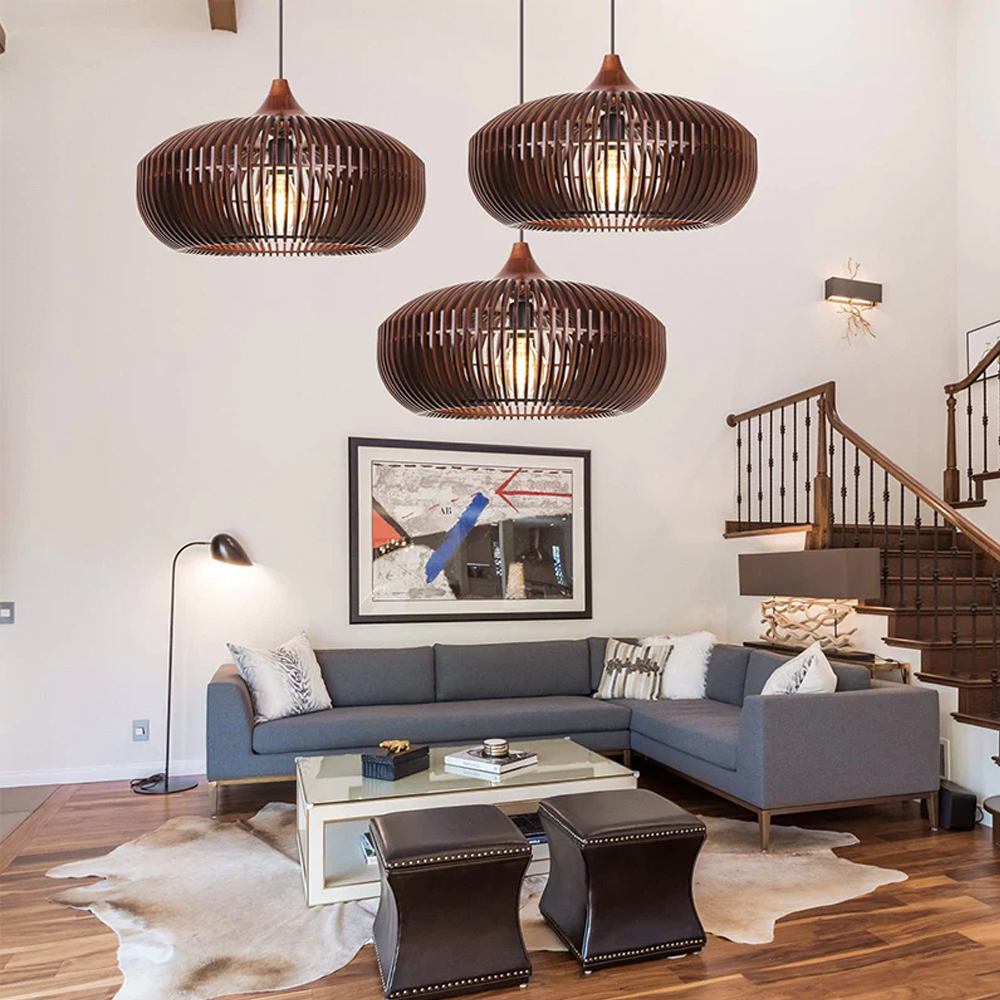 Nordic Wood Art Creative Living Room Pendant