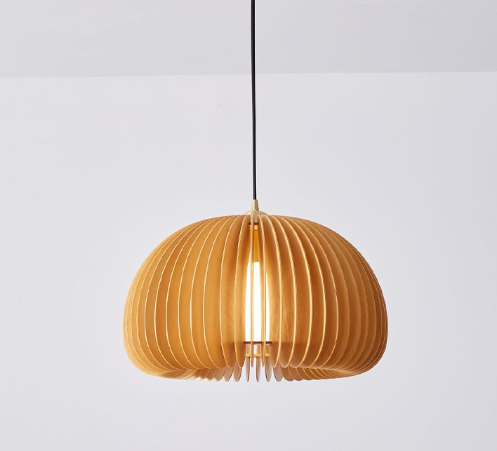 Restaurant Decorative Lamps Nordic Solid Wooden Pendant Light Pumpkin Chandelier