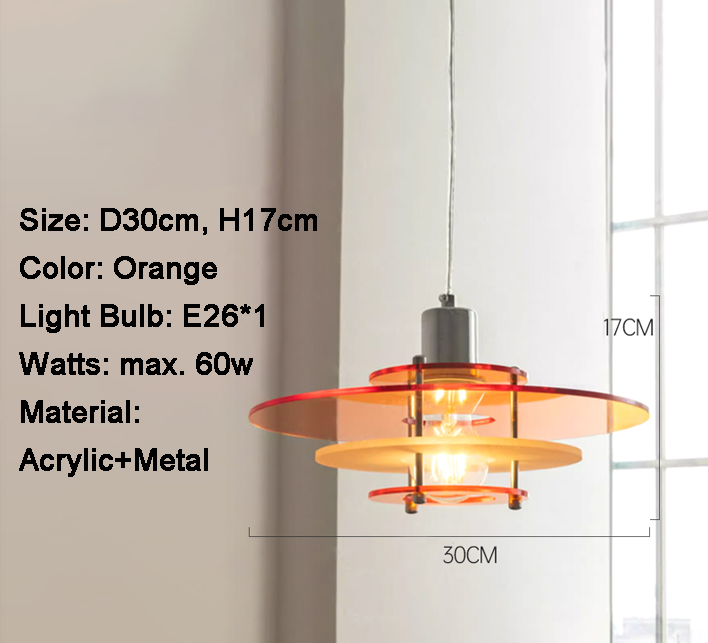 Medieval Bauhaus Acrylic Hanging Lamp For Restaurant