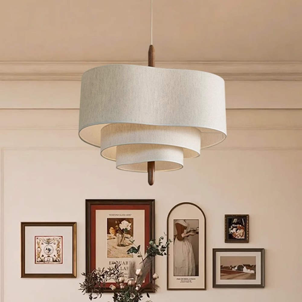 Vintage French Minimalist Fabric Chandelier Bedroom Decorative Lamp Dining Table Light