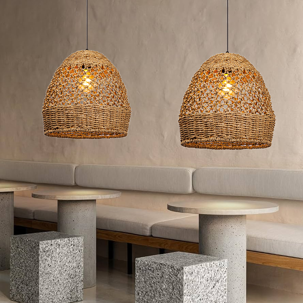 Natural Seagrass Lampshade Rattan Pendant Light Handmade Lamp Fixture