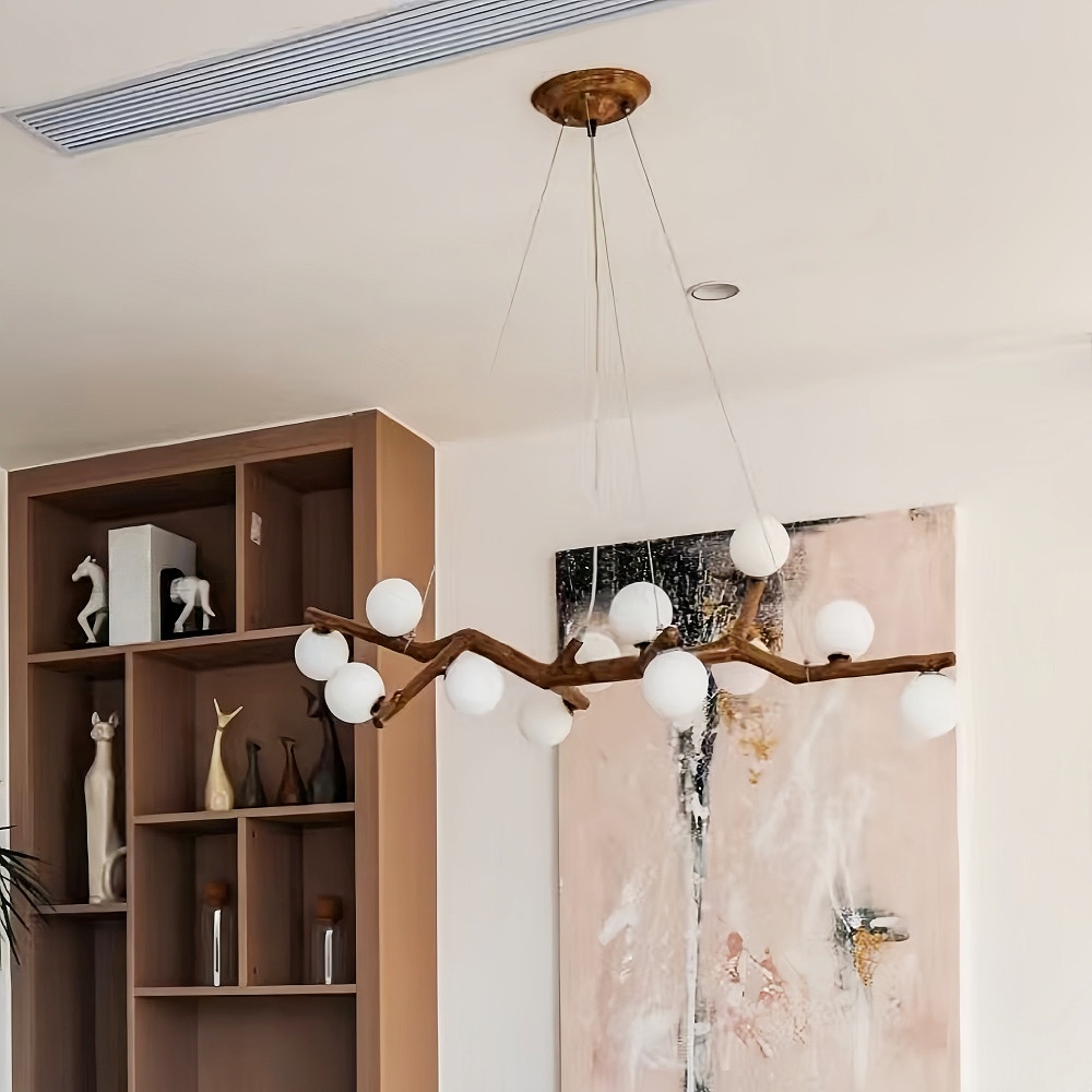Wabi Sabi Style Retro Imitation Tree Branch Multi Headed Pendant Light