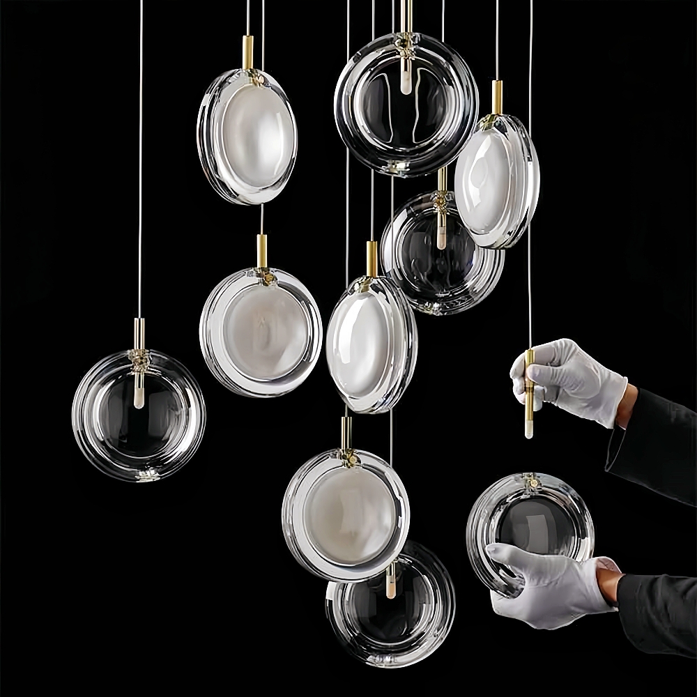 Modern Minimalist Restaurant Bar Counter Staircase Single Head Glass Chandelier