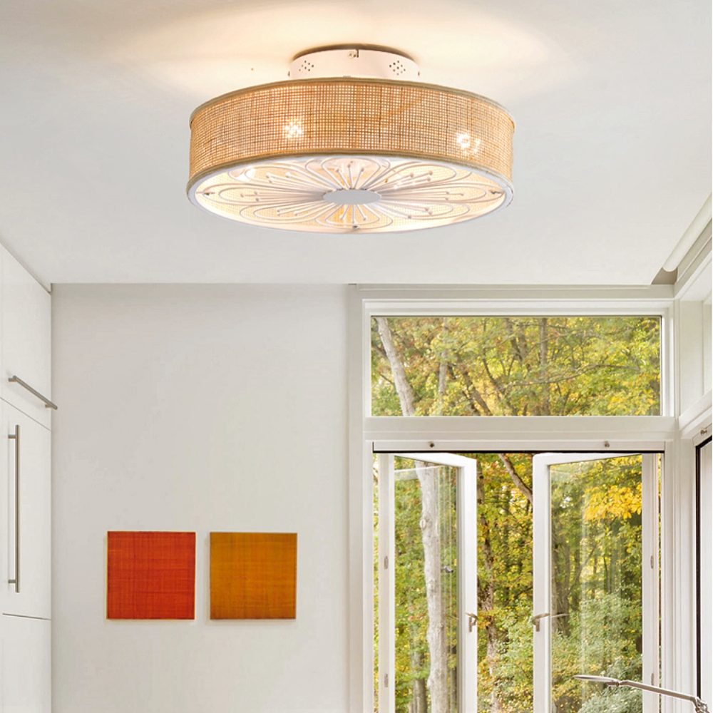 Japanese Retro Rattan Fan Ceiling Light