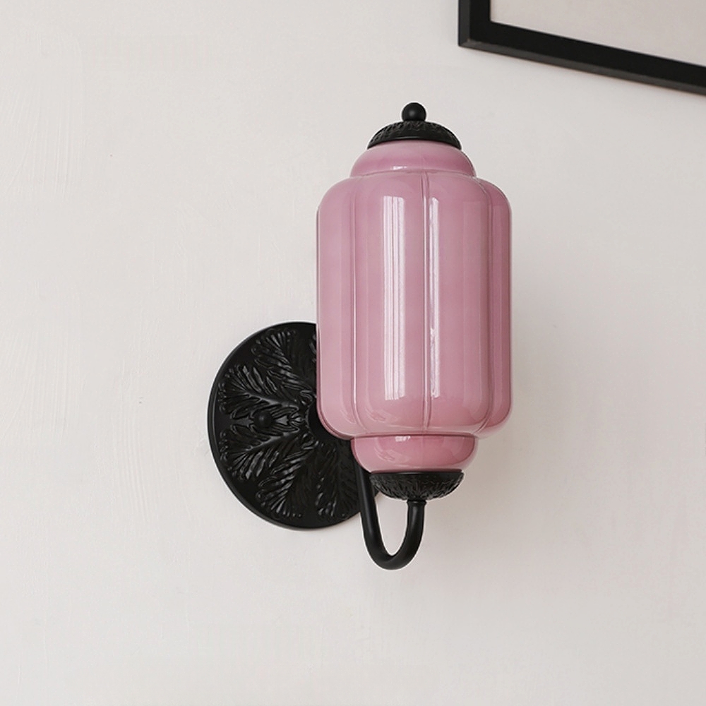 French Retro Copper Glass Wall Lamp Aisle Cream Style Light Fixture