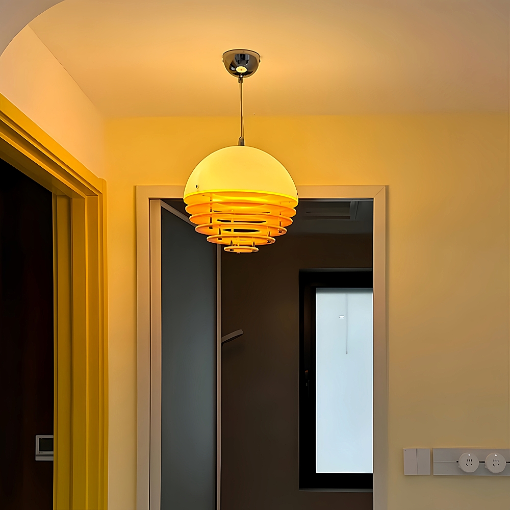 Vintage Bauhaus Sunset Orange Acrylic Pendant Bar Light Fixture