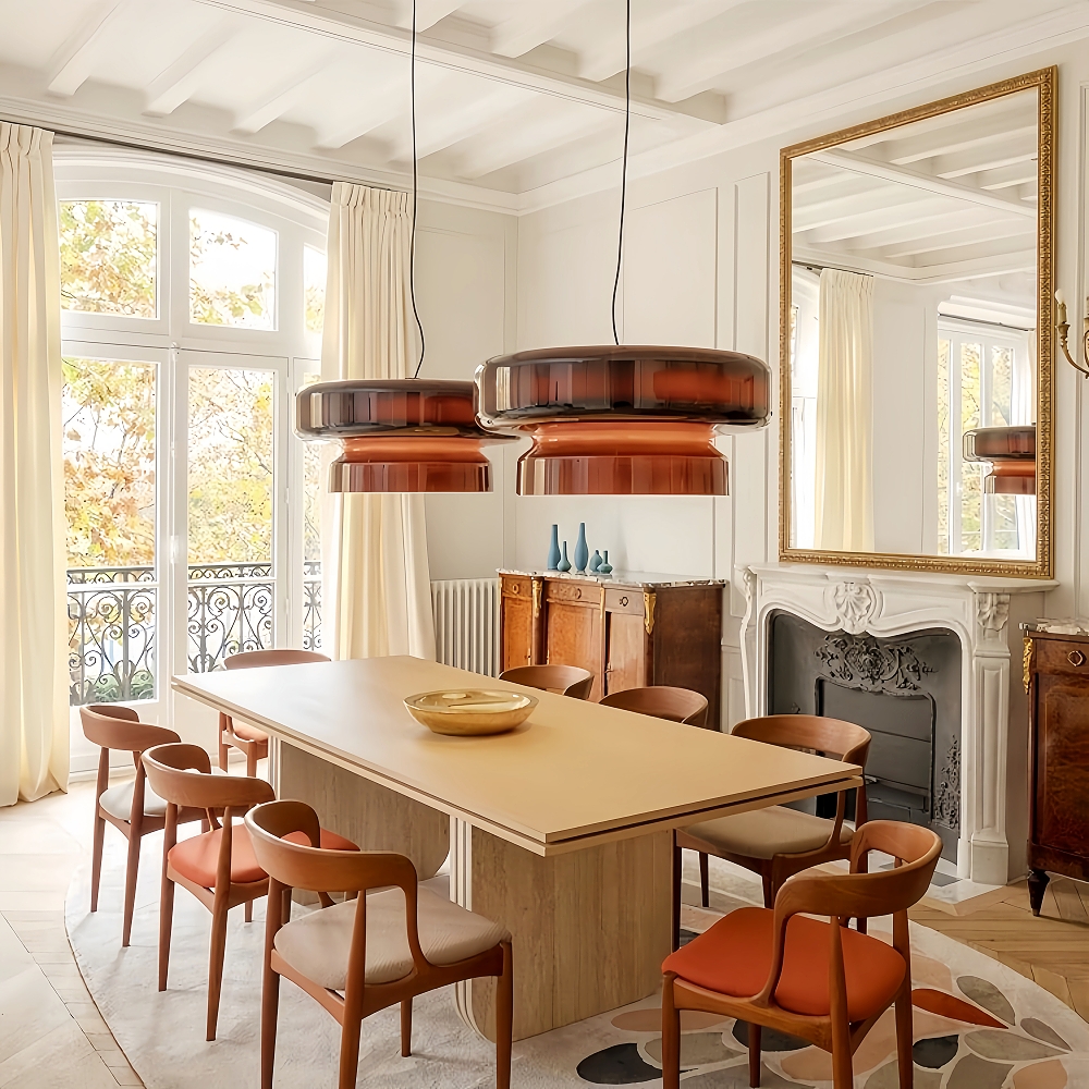 Spanish Style Colorful Creative Glass Double Layered Pendant Light