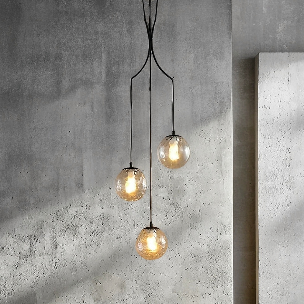 Hardwired Black Staircase Pendant Lights 400 CM/13.12ft Long Multiple Glass Sphere Chandelier