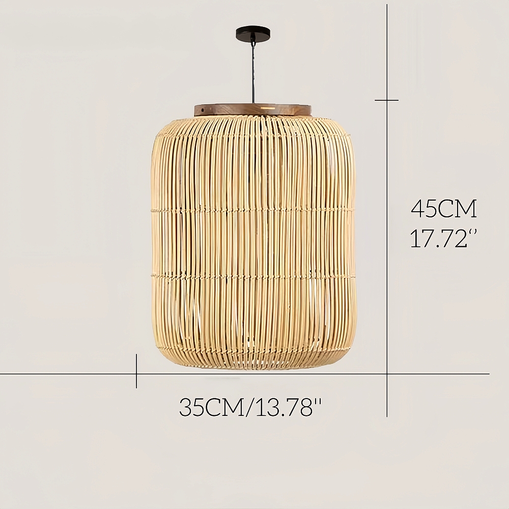 Retro Style Capsule Shaped Rattan Pendant Light Dining Living Room