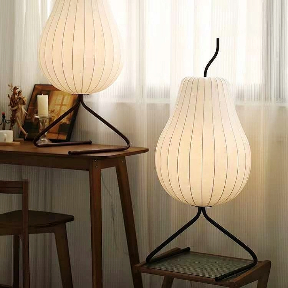 Modern Style Pear Shaped Silk Floor Lamp Creative Living Room Lighting Decoration