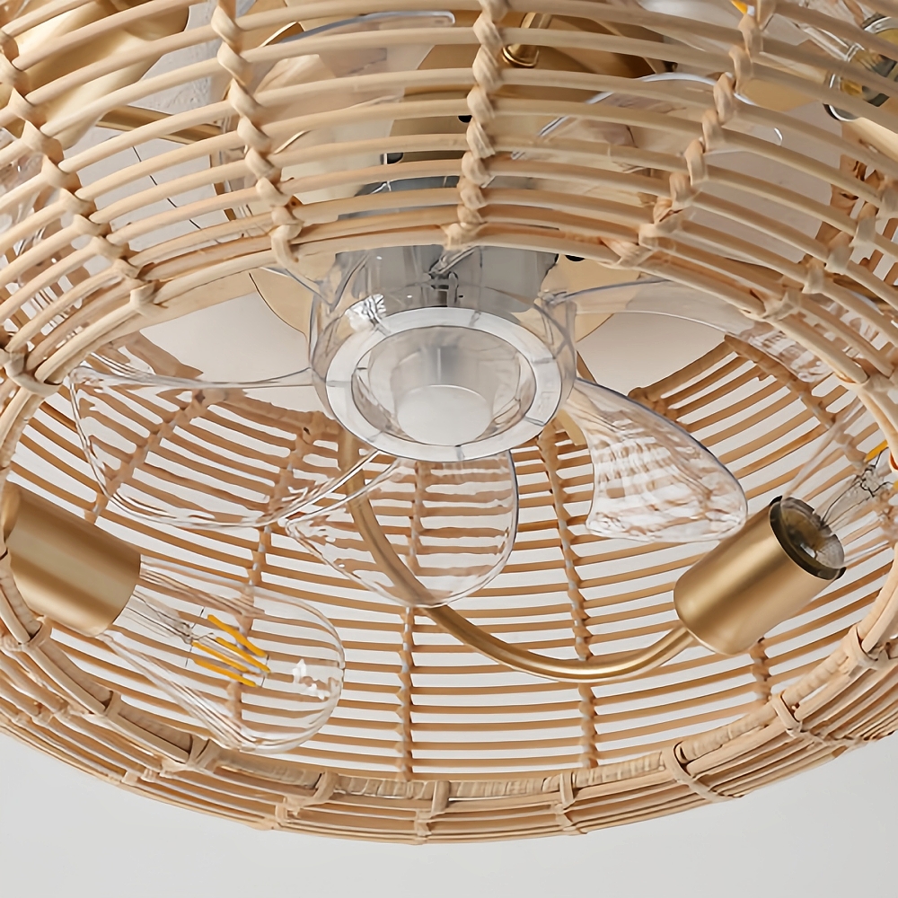 Bohemian Atyle Rattan 20 Inch Ceiling Fan Light 