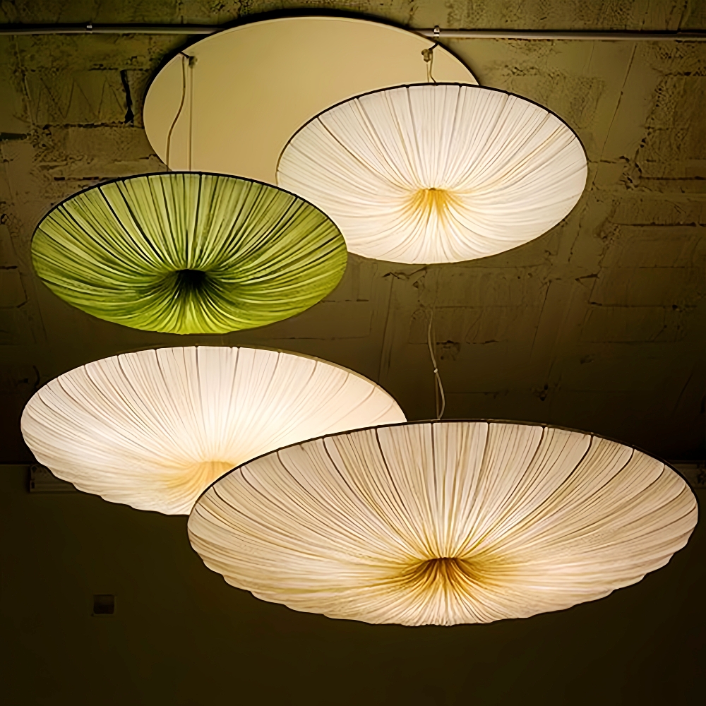 Japanese-Style Creative Fabric Ceiling Lamp - Disc-Shaped Pendant Lamp