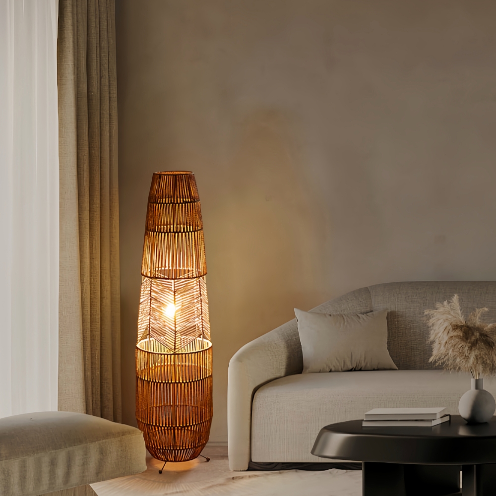 Wabi Sabi Style Handmade Woven Rope Woven Floor Lamp