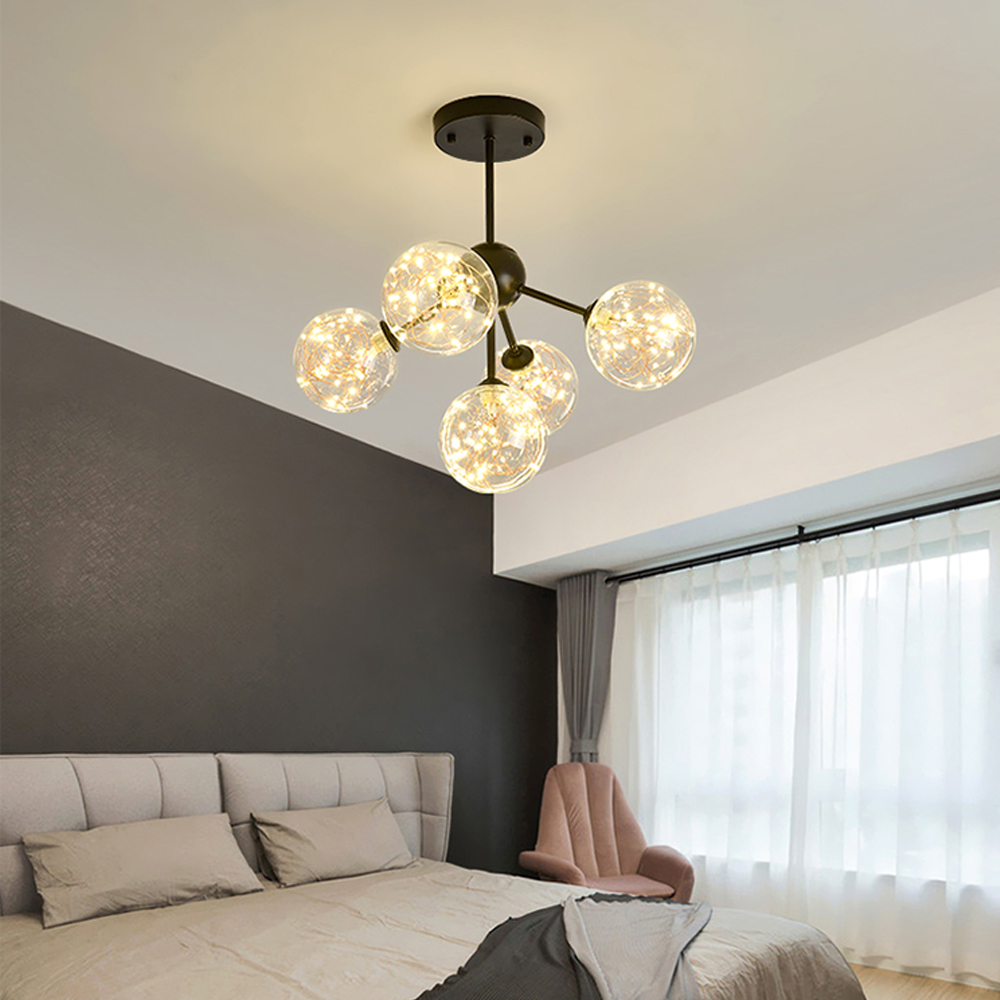 Nordic luxury star string chandelier glass bubble pendant lighting living room glass ball lamps