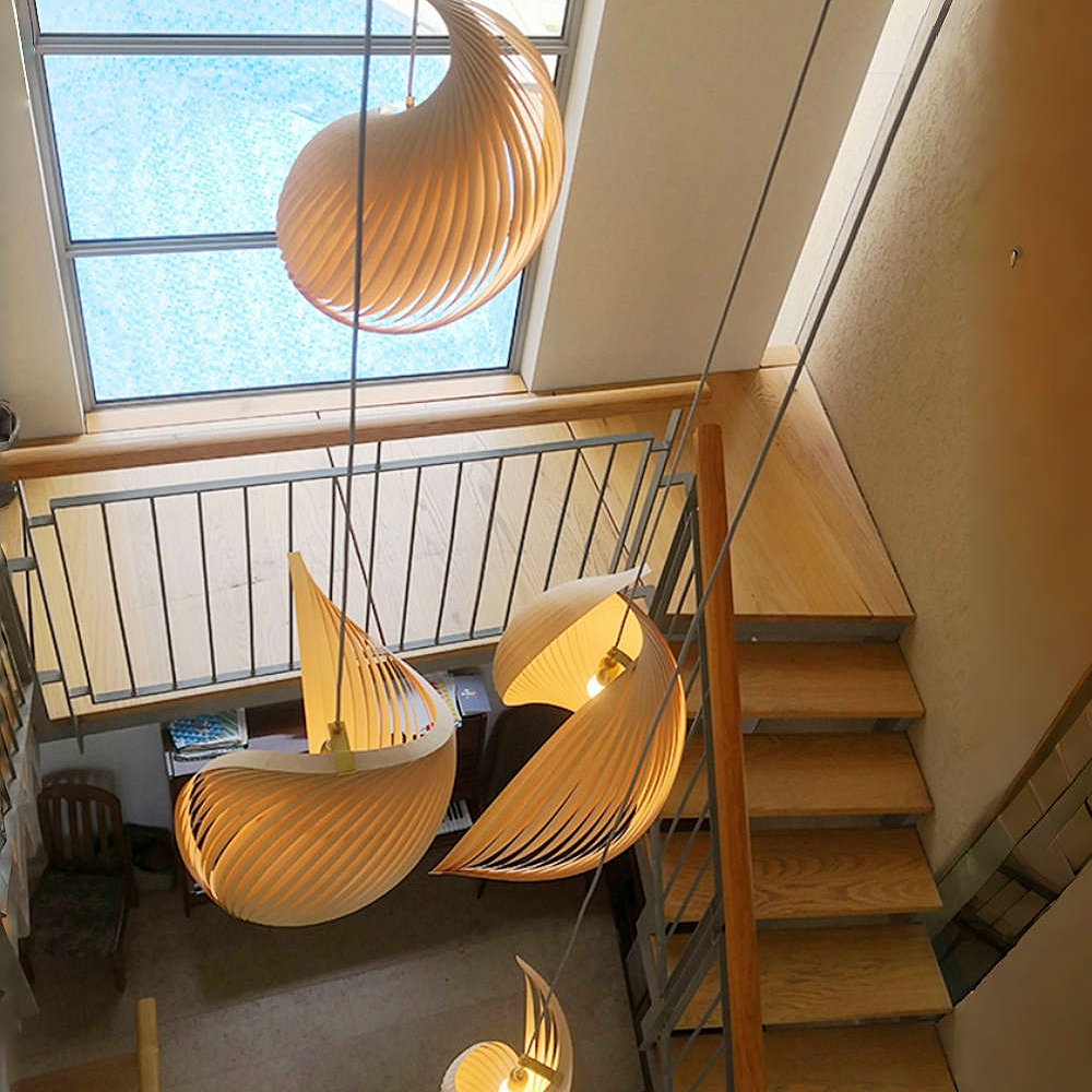 LOFT Japanese Conch Art Restaurant Wooden Pendant Light