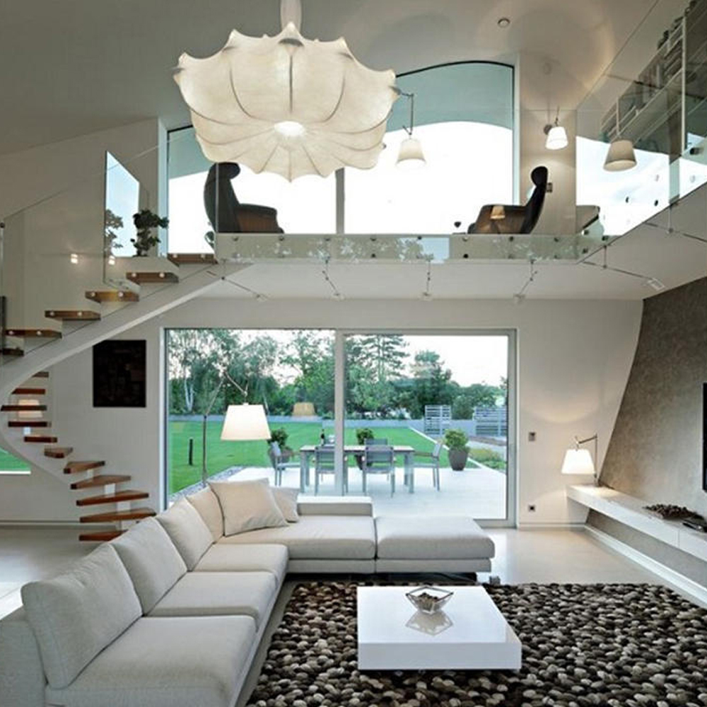 Japanese Cream Silk Chandelier Mid-century Retro Conic Pendant Light