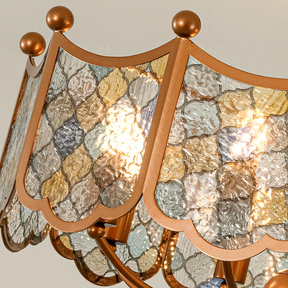 Mid-Century Vintage Enameled Glass Chandelier