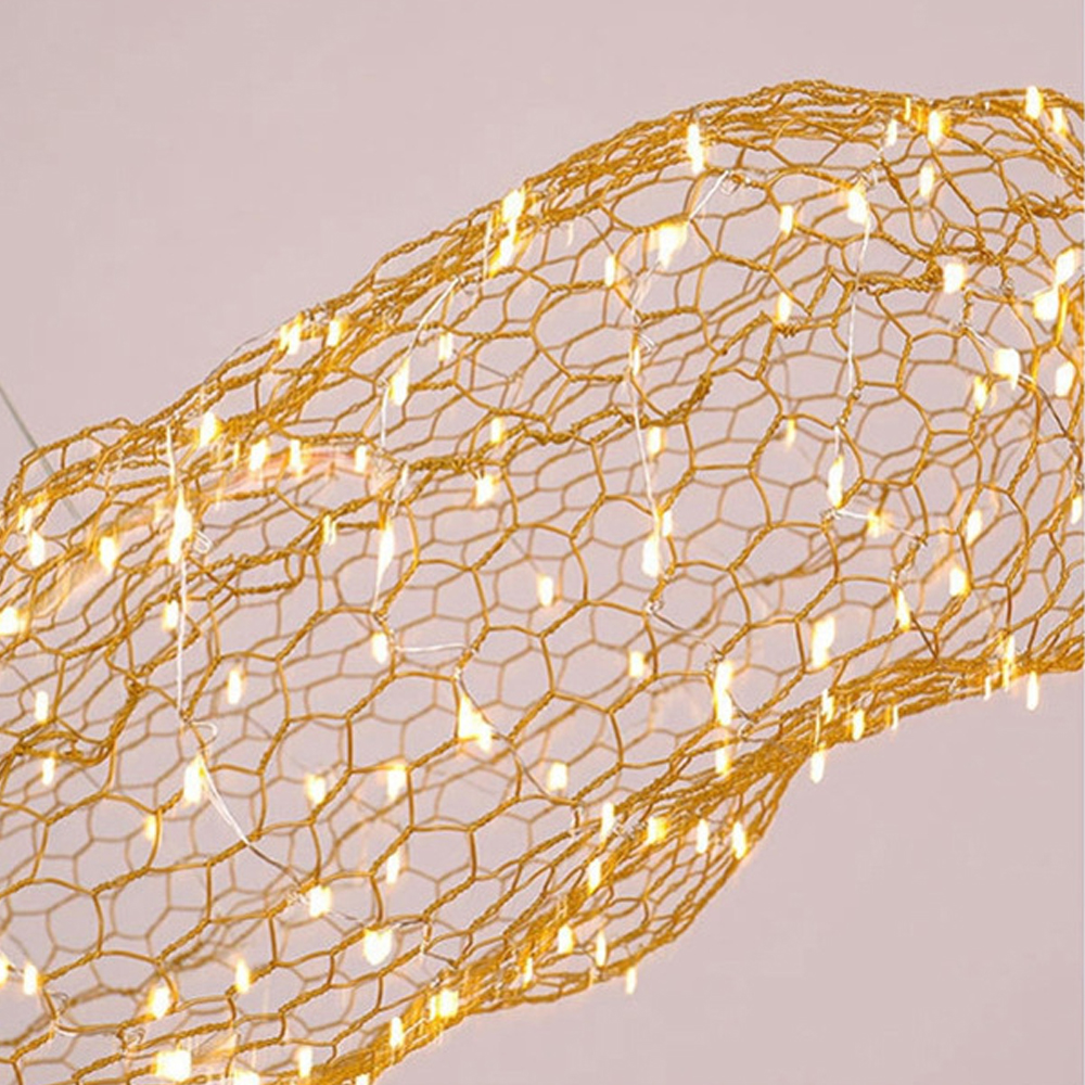 Nordic Chandelier Creative Cloud Pendant Light Gypsophila Metal Mesh Cloud Lamp