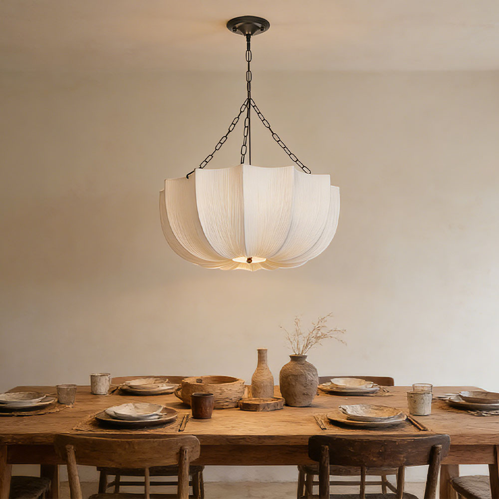 Japanese Retro Wabi-Sabi Style Fabric Pendant Light Living Room Bedroom Lighting Fixtures