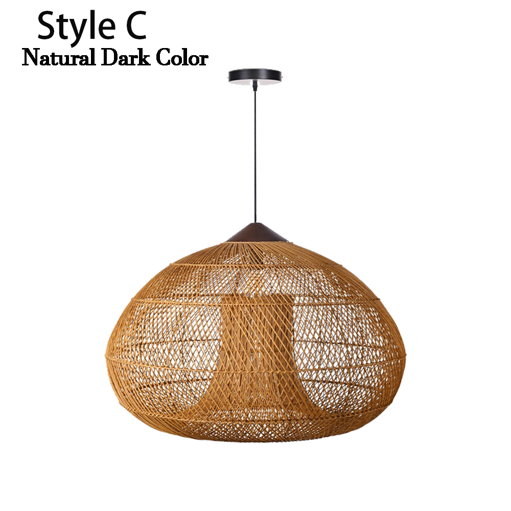 Wabi-sabi Rattan Chandeliers Rustic Handwoven Light Fixture for Restaurant