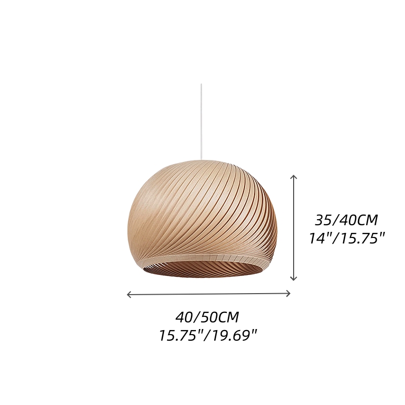 Spiral Wood Veneer Dome Pendant Light