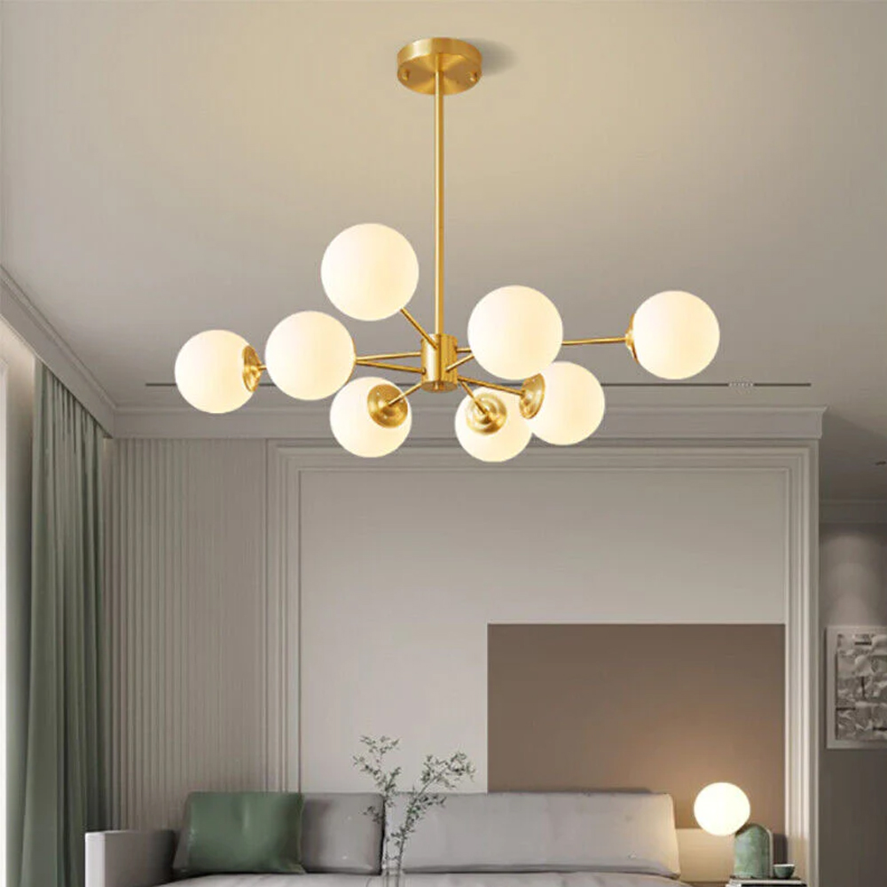 8-light Sputnik Gold Chandelier Brass Ceiling Light