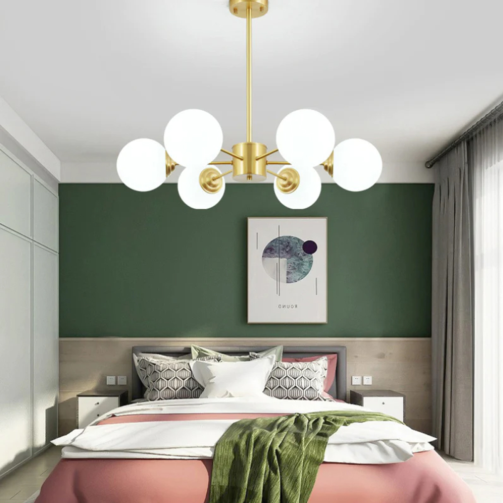 6-light Sputnik Chandelier Golden Molecular Shaped Brass Ceilight Light