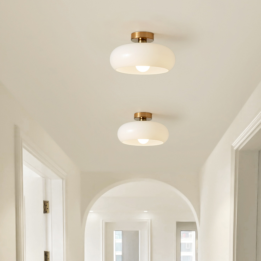 Retro Balcony Room Glass Ceiling Lamp Medievil Entrance Hall Bauhaus Corridor Aisle Study Light Fixture