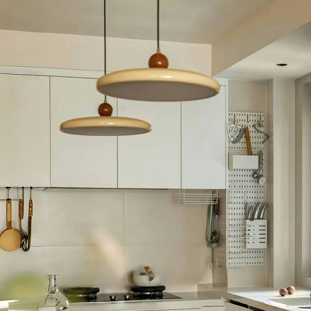 Vintage Cream Style Flying Saucer Pendant Light Bar Dining Room Wrought Iron Lighting Fixtures