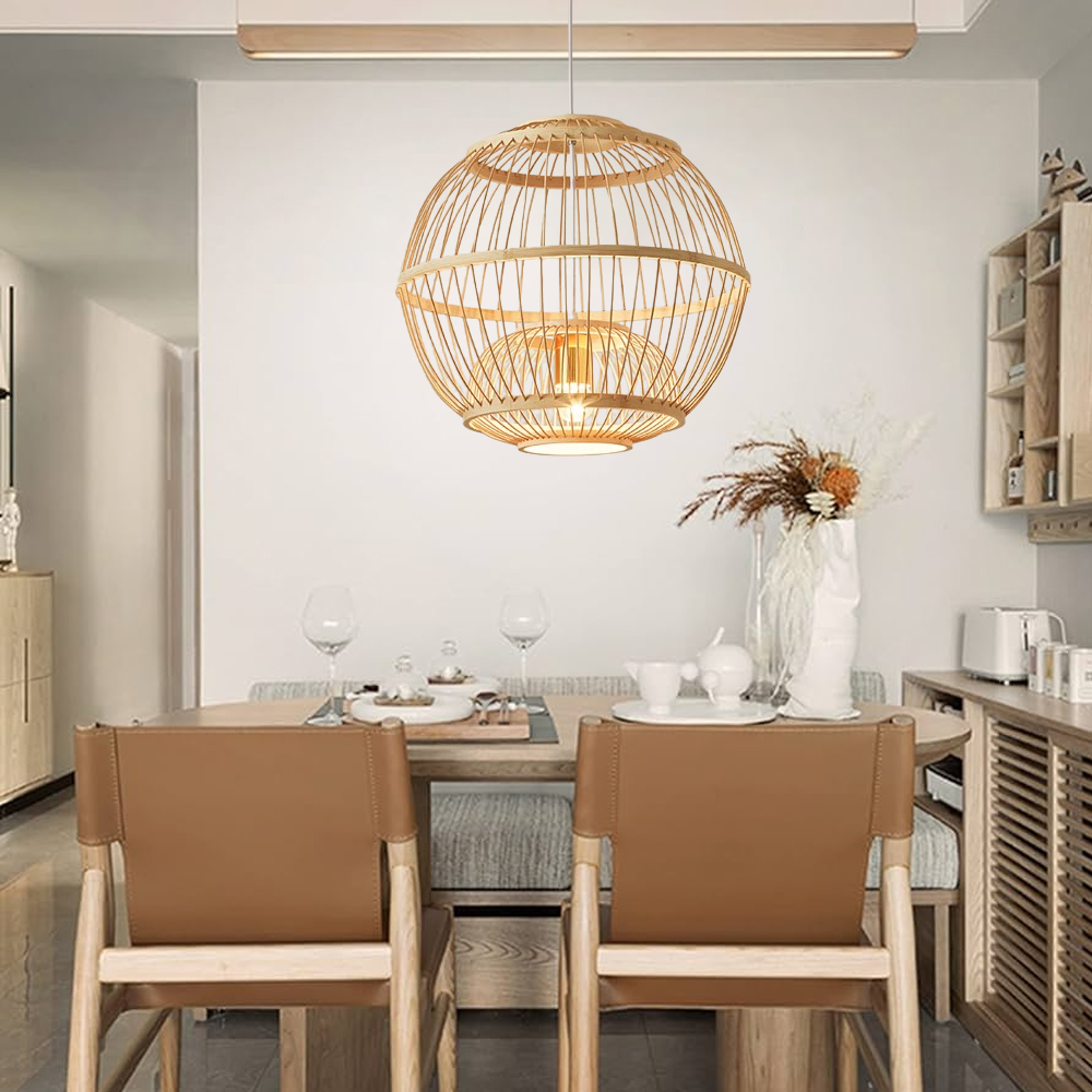 Antique lantern shaped bamboo pendant light for kitchen island