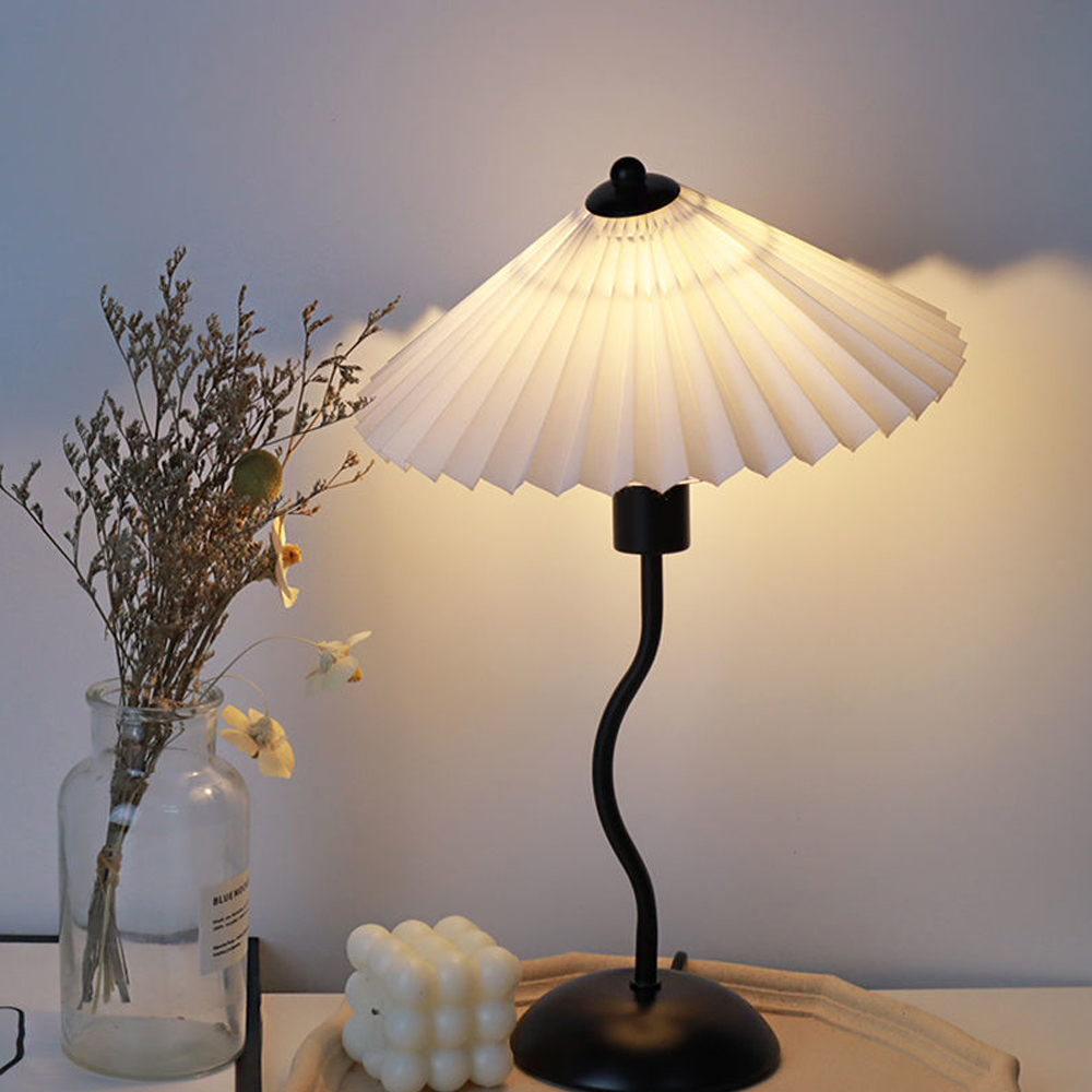 Nordic Simple Fabric Table Lamp Household Pleated Night Light
