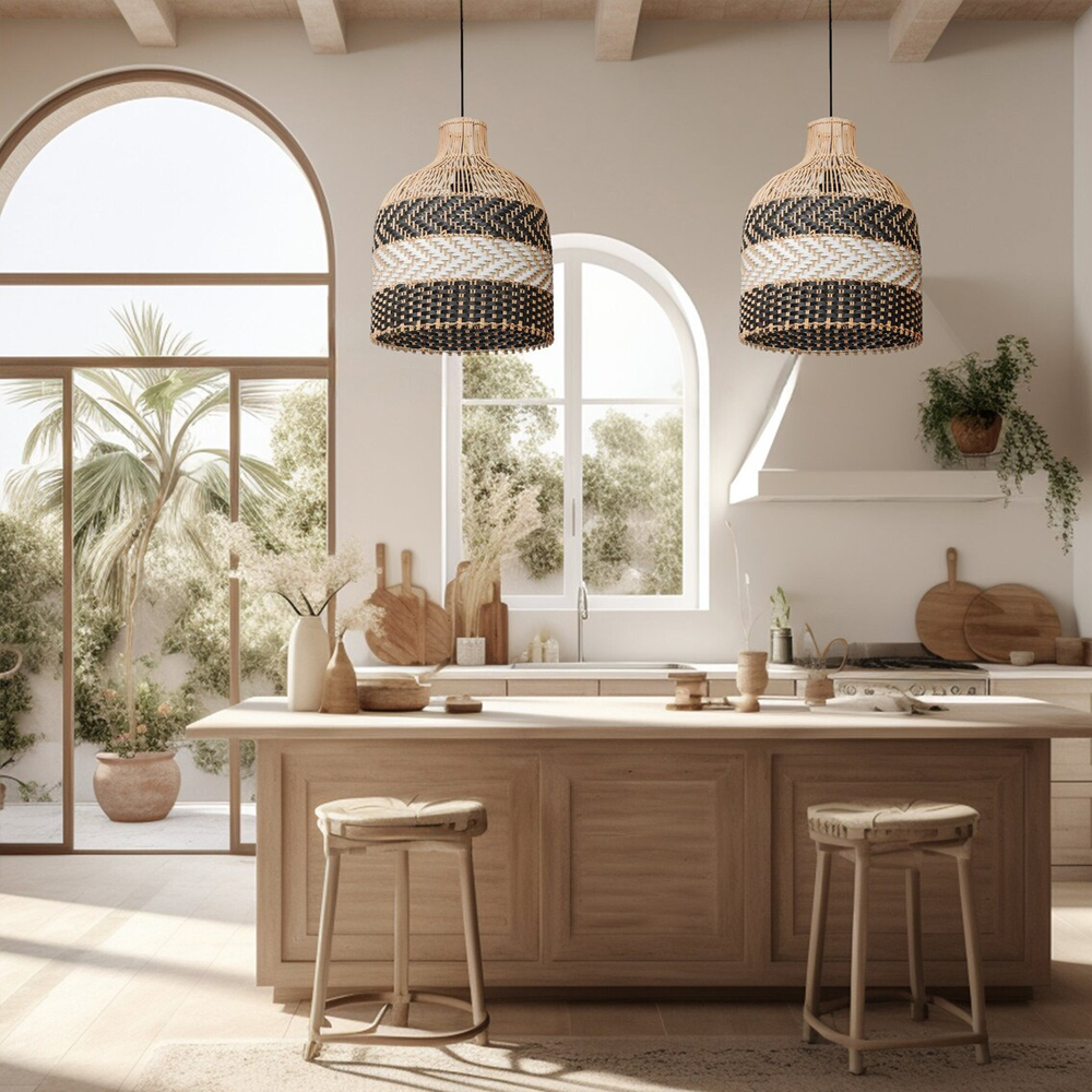 Basket Rattan Pendant Light Shade For Kitchen Island