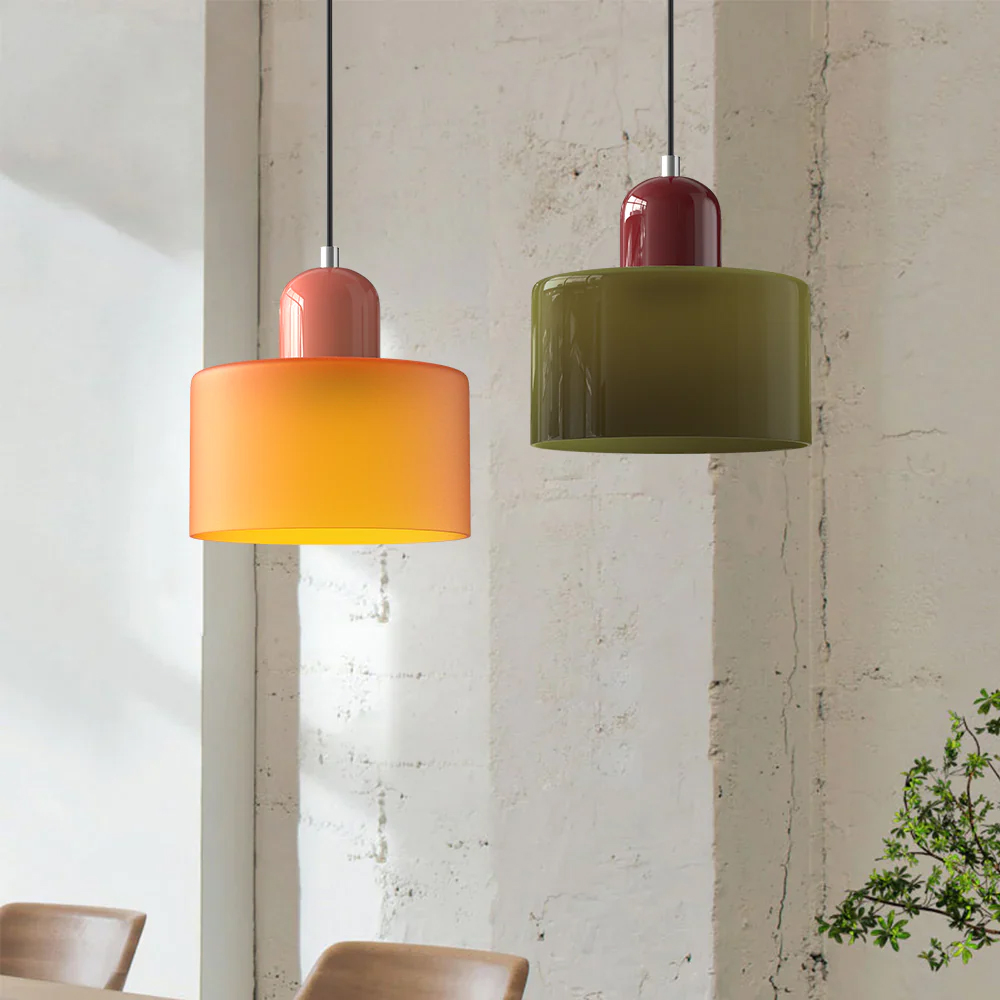 Bauhaus Small Glass Pendant Light Colorful Mini Chandeliers