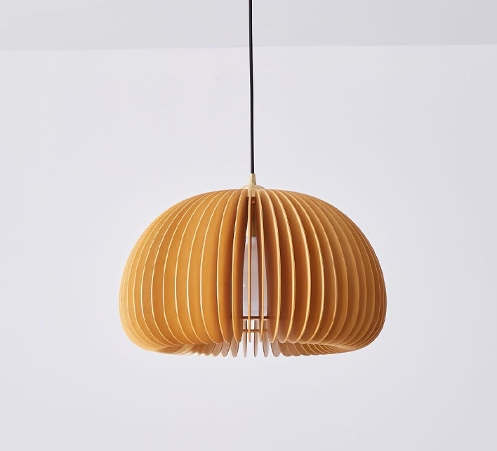 Restaurant Decorative Lamps Nordic Solid Wooden Pendant Light Pumpkin Chandelier