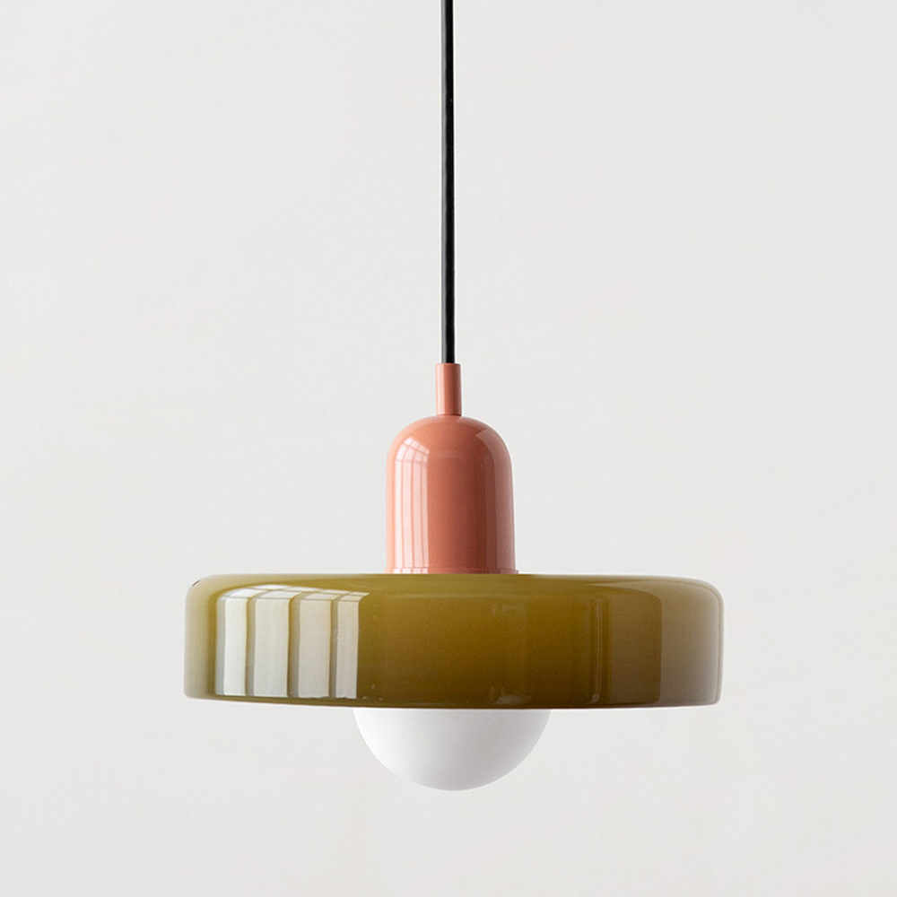 Mid-Century Modern Glass Pendant Light Memphis Dining Room Green Chandelier