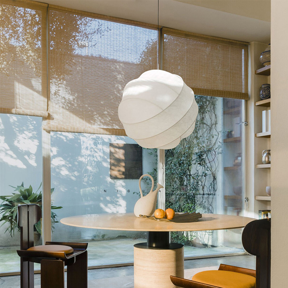 Wabi Sabi Living Room Decorative Lighting Japanese Silk Fabric Pendant Light