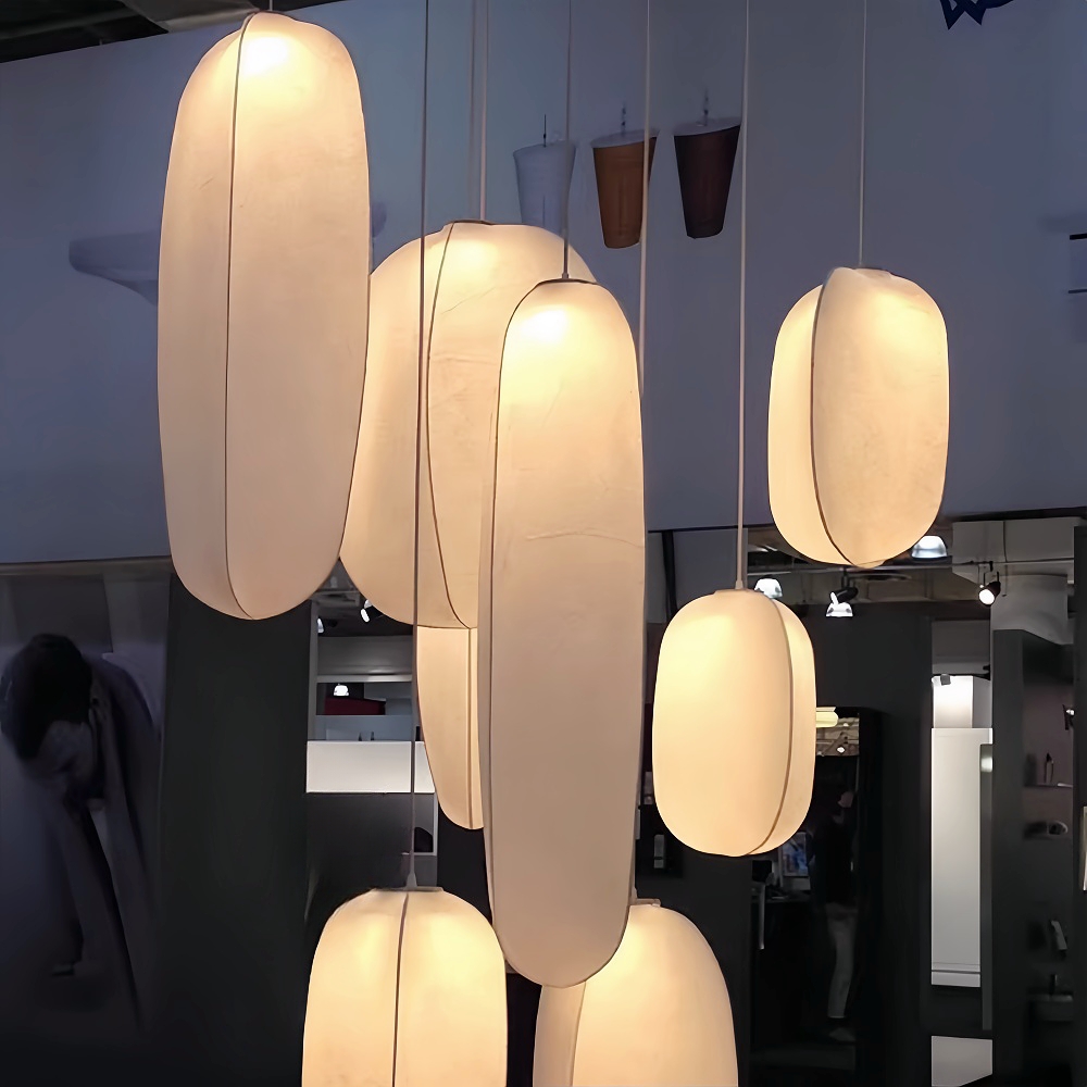 Wabi-sabi Style Living Room Fabric Chandelier Japanese Homestay Light Fixture