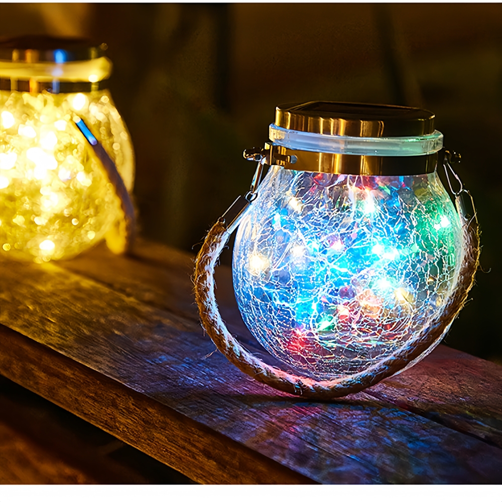 Solar Outdoor Waterproof Cracked gGass Hanging Lamp