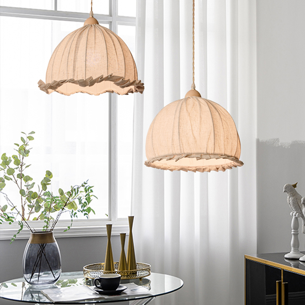 Minimalist Cotton Linen Fabric Chandelier Japanese-style Retro Pendant Light