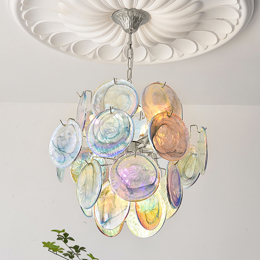 Italian Style Vintage Colored Multi-Layer Handmade Glass Pendant Light