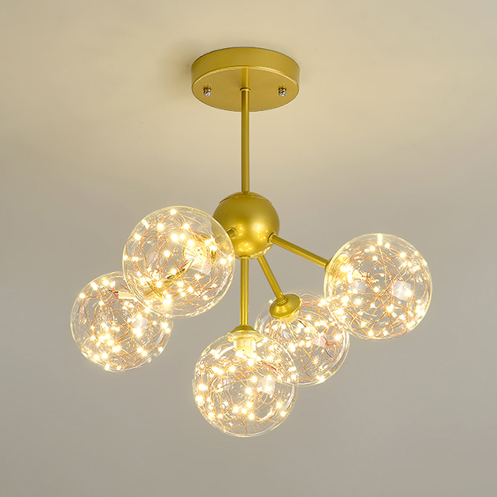 Nordic luxury star string chandelier glass bubble pendant lighting living room glass ball lamps