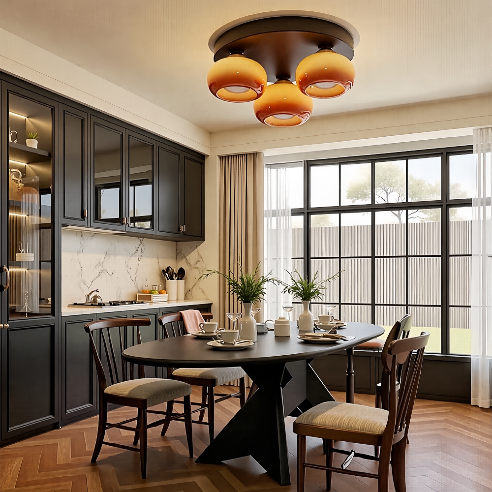 Mirad Retro Persimmon Glass Ceiling Light Bedroom Living Room