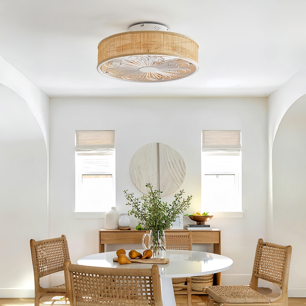 Japanese Retro Rattan Fan Ceiling Light