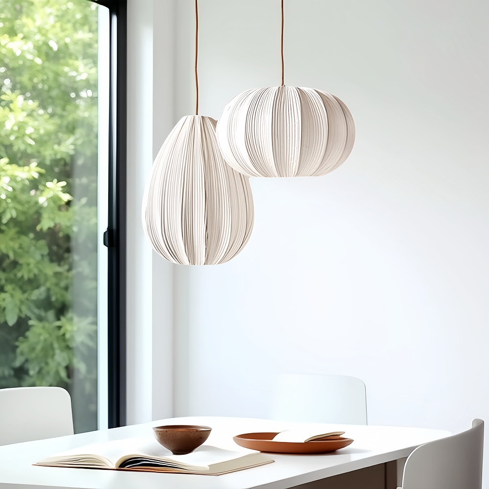 Wabi Sabi Style Retro Pleated Fabric Pendant Light