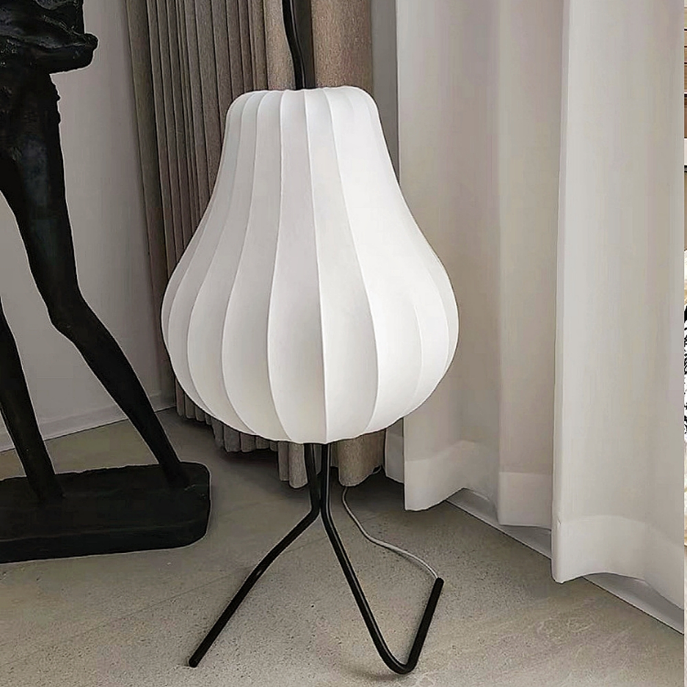 Modern Style Pear Shaped Silk Floor Lamp Creative Living Room Lighting Decoration