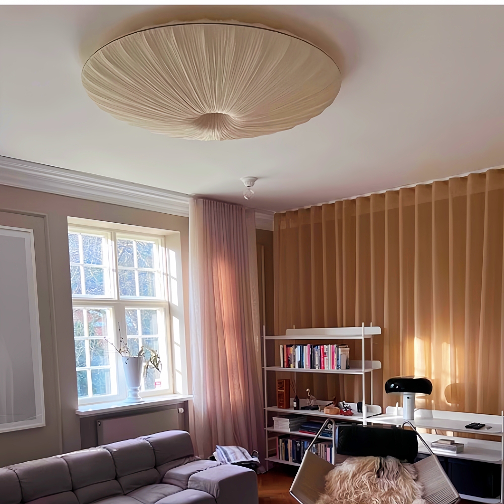 Japanese-Style Creative Fabric Ceiling Lamp - Disc-Shaped Pendant Lamp